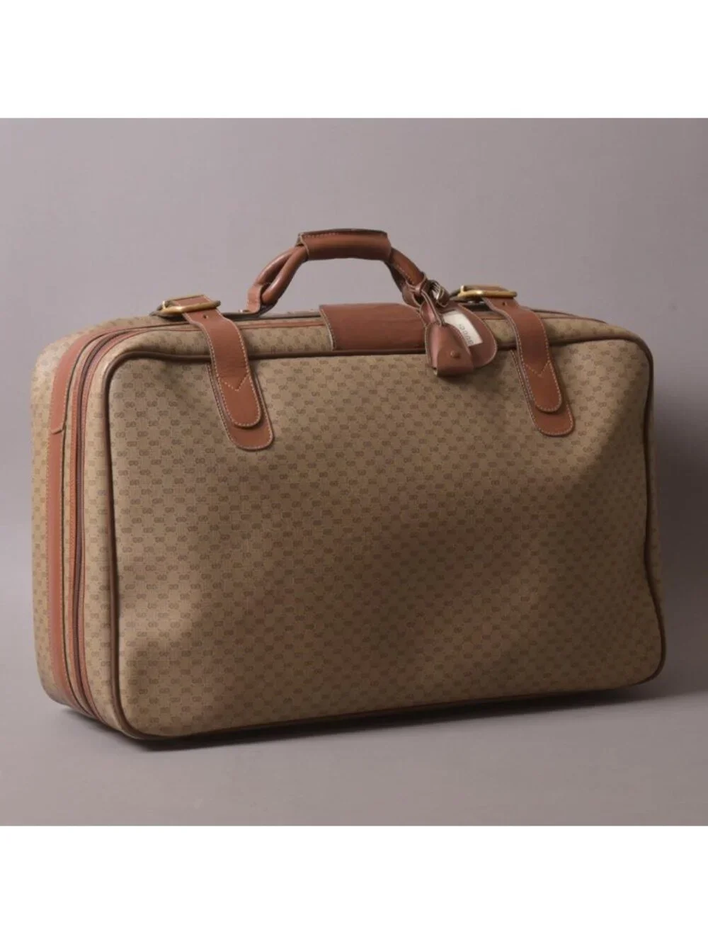 Gucci Vintage Micro GG Boston Bag Leather Brown